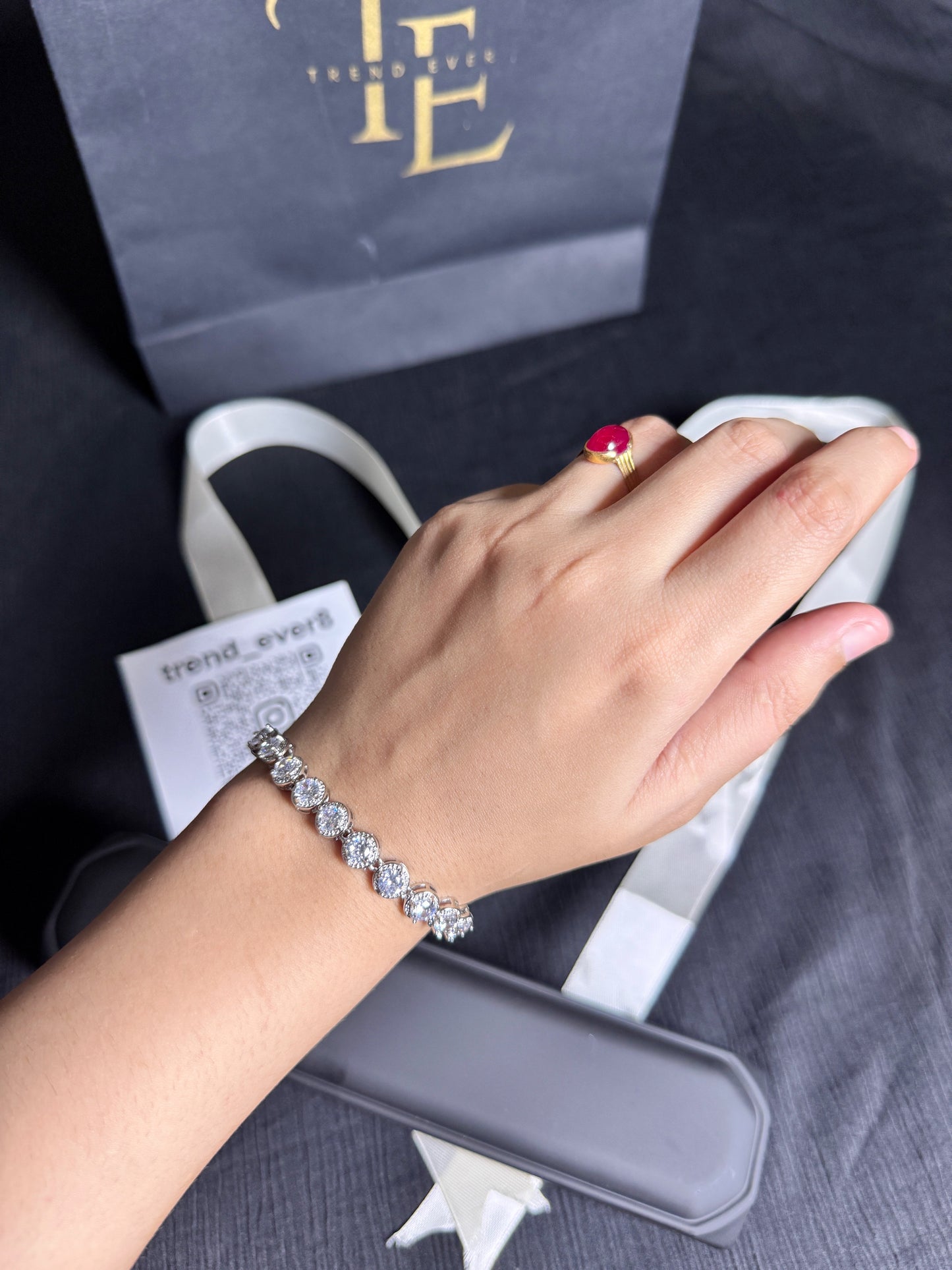 Silver Addition Stone Bracelet