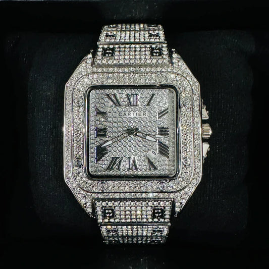 Iced Out Cartier Santos 40mm Diamond Watch 22.6ct (Master Copy)